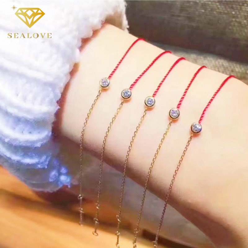 Gelang titanium Wanita Anti Karat Tali Merah Simple Berlian Cantik Aksesoris Perhiasan Korea Style COD