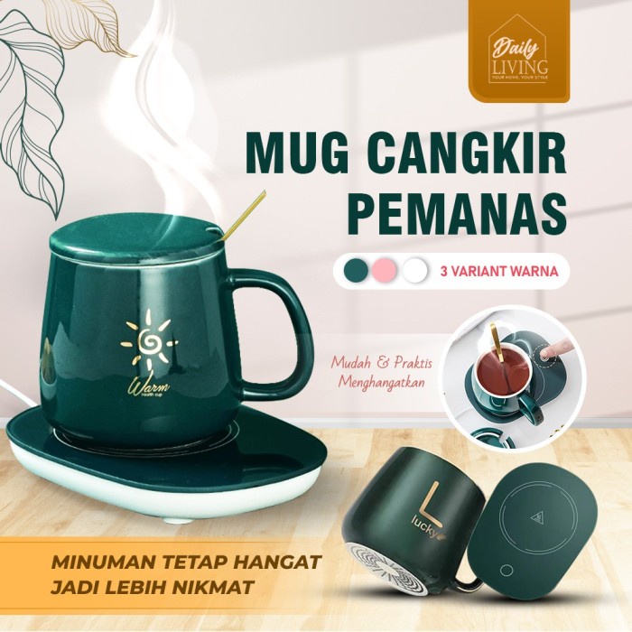 Electric Mug Warmer Mug Pemanas Air Premium Daily Living Cangkir Pemanas Minuman Elektrik / Sovenir Hadiah