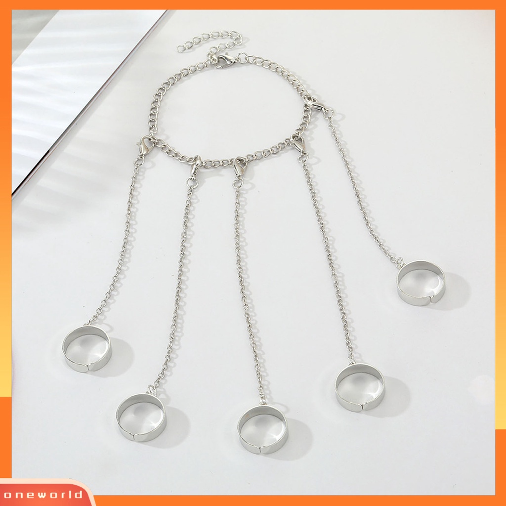 [EONE] Removable Multilayer Rantai Warna Silver Hand Harness Gelang Punk Geometris Pria Cincin Gelang Perhiasan Aksesoris