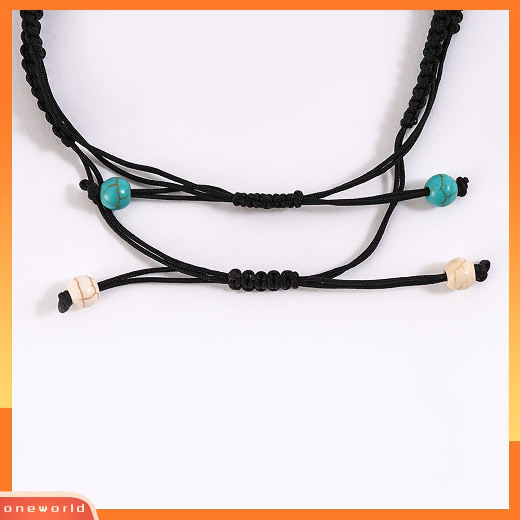 [EONE] 2 Pcs Manik-Manik Gelang Retro Kura-Kura Dekorasi Buatan Tangan Adjustable Pengerjaan Halus Dekorasi Portabel Bohemian Batu Persahabatan Gelang Aksesori Pakaian