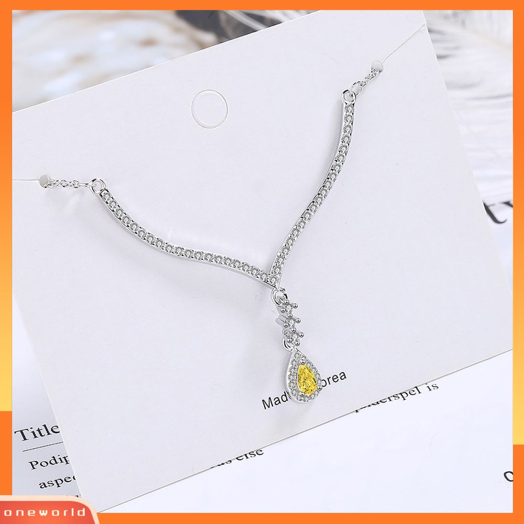 [EONE] Wanita Kalung Berbentuk Tetesan Air Rumbai Perhiasan Gaya Korea Adjustable Rantai Klavikula Perhiasan Hadiah