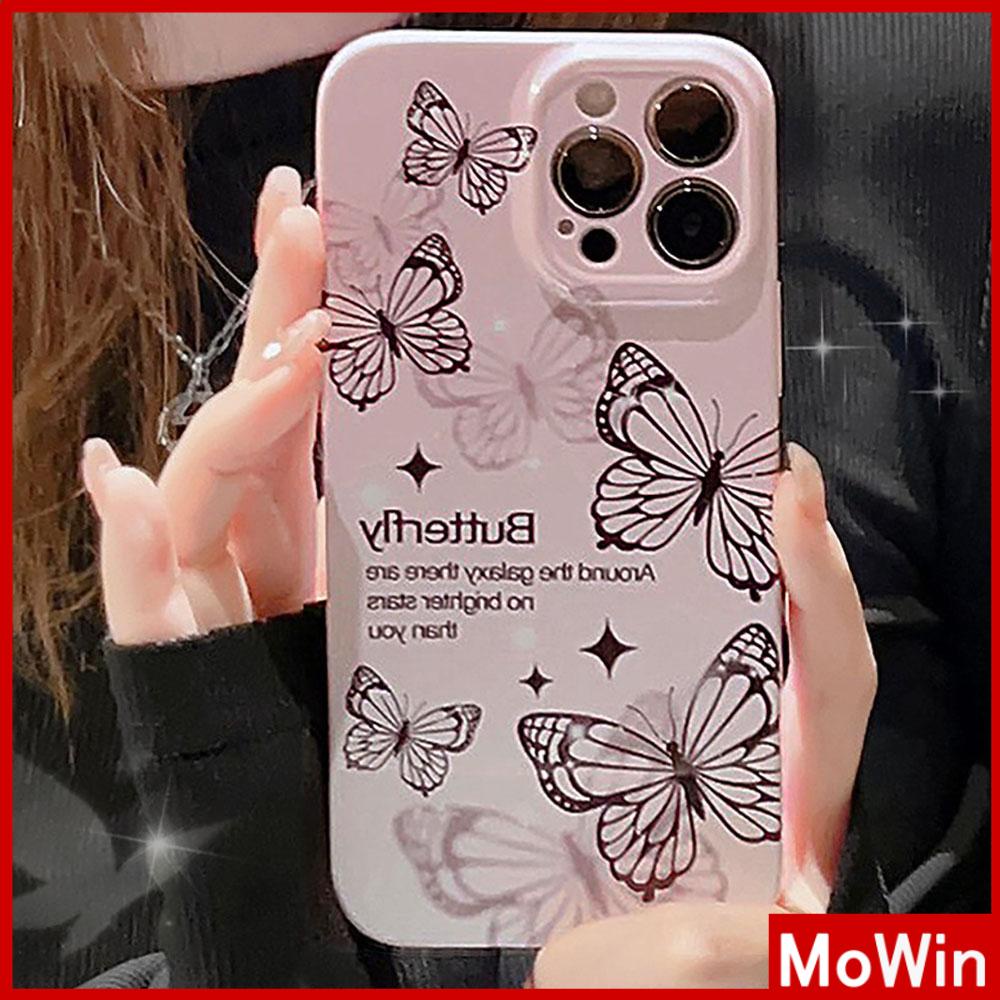 For iPhone 14 Pro Max iPhone Case Cream Glossy Soft Case TPU Shockproof Camera Cover Protection Purple Butterfly Compatible with iPhone 13 Pro max 12 Pro Max 11 xr xs max 7Plus