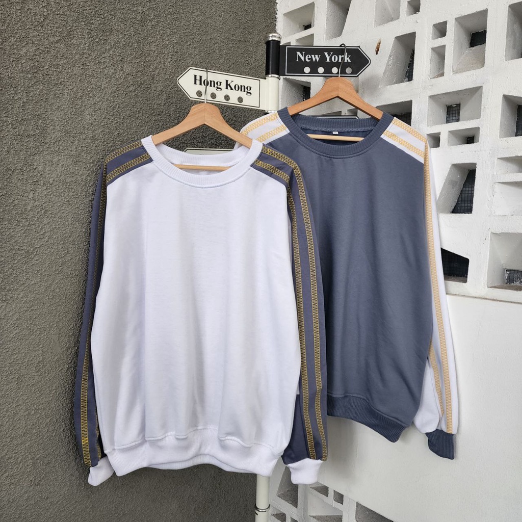 Jaket sweater pasangan 3 stripe oversize / Hoodie jaket terbaru murah / jaket couple sahabat / sweat