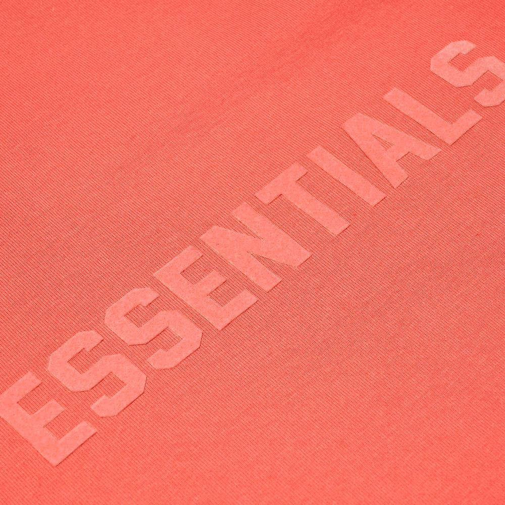 FOG Essentials Chest Solid Velvet Text T-Shirt Coral Red