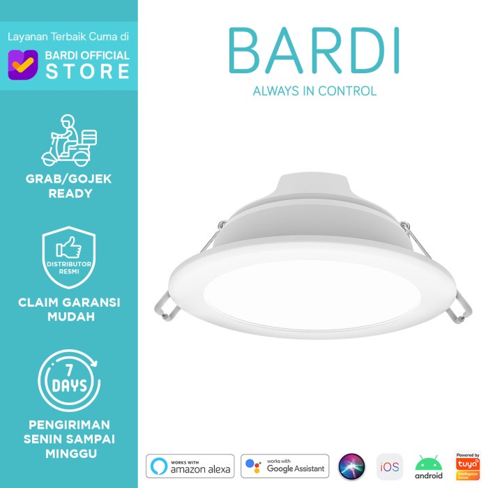 BARDI Smart Beacon Panel Downlight 8W RGBWW Bluetooth Gateway  Lampu Pintar On oFF otomatis