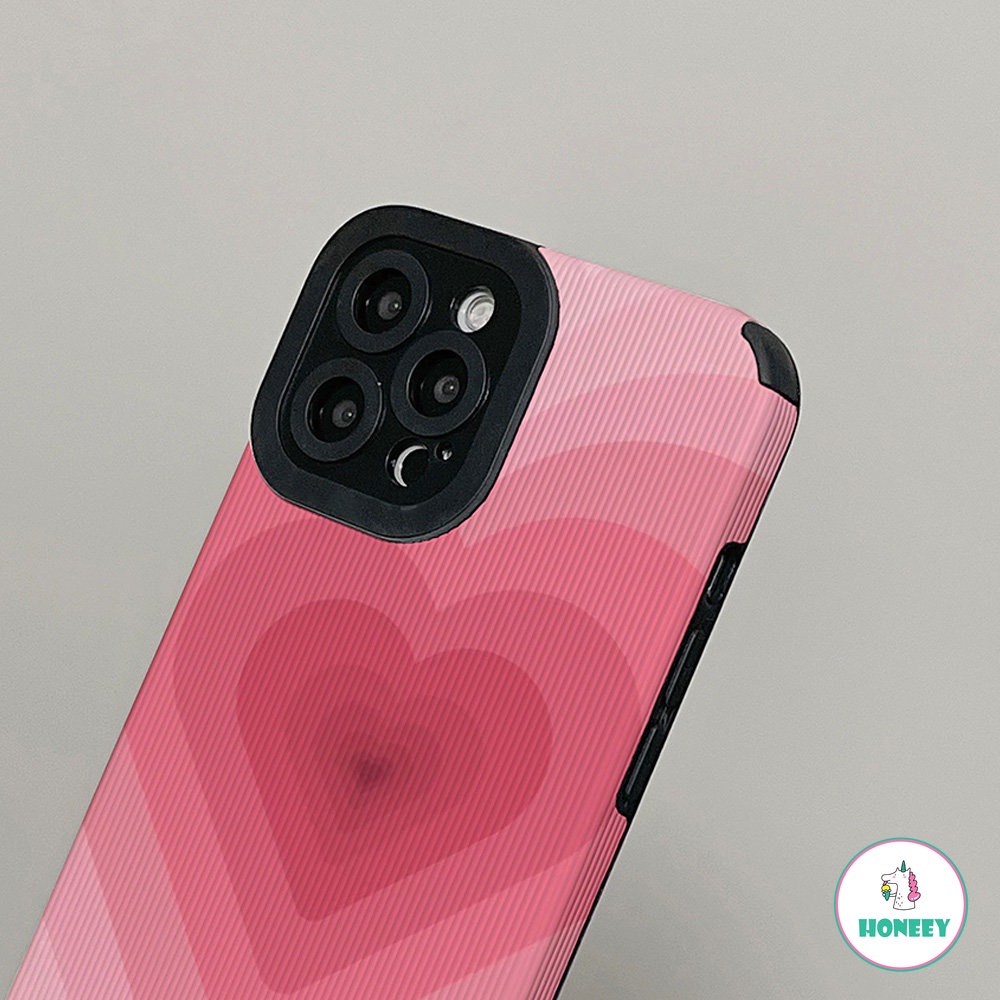 IPHONE Sweet Pink Love Heart Garis Vertikal Case Kompatibel Untuk Iphone11 12 13 14 Pro Max14 Plus X XR Xsmax7 8 Plus SE Shockproof Cover