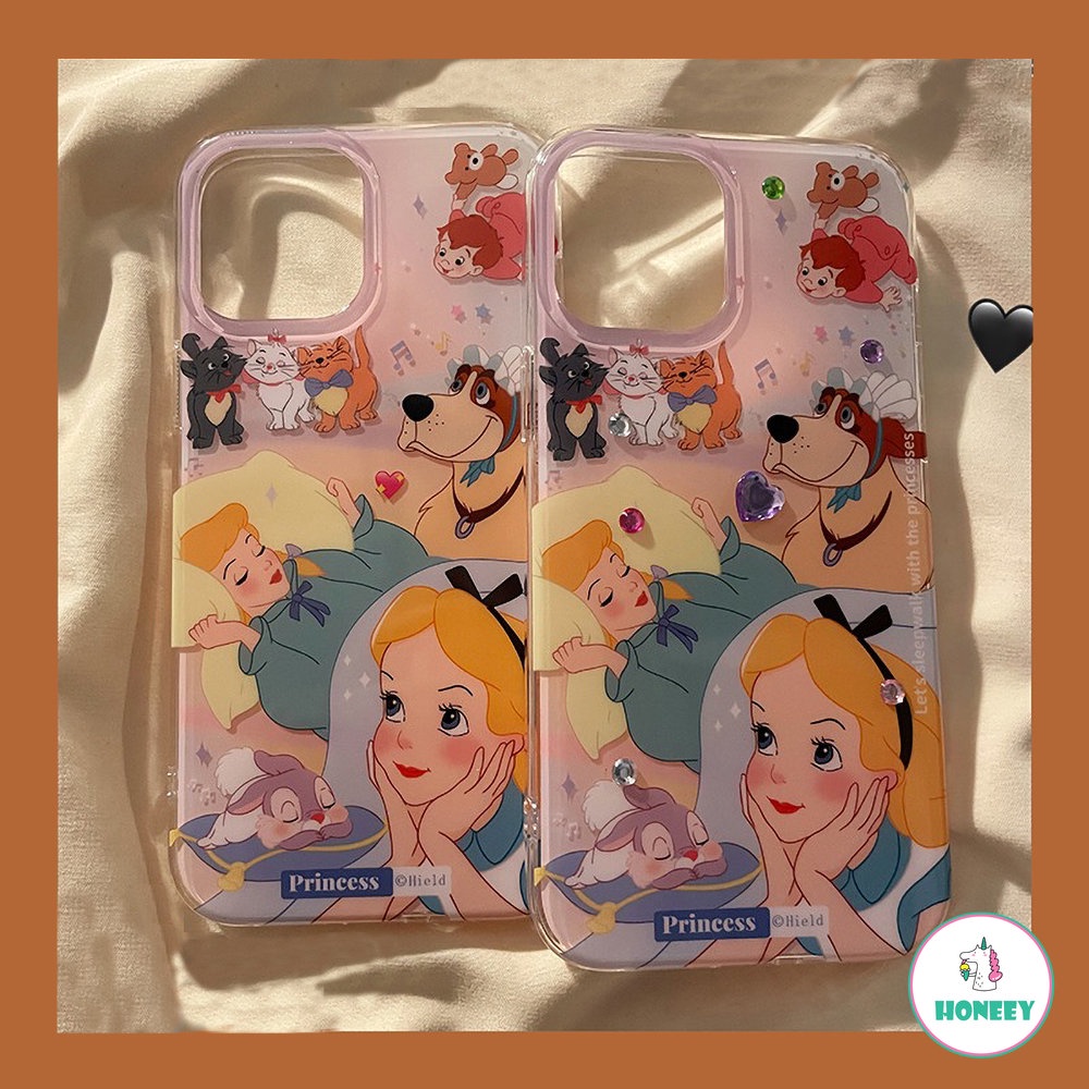 IPHONE Casing Kartun Disney Princess Alice Kompatibel Dengan Iphone14 13 12 11 Pro Max 14 Pro Shockproof Gadis Lucu Penutup Belakang