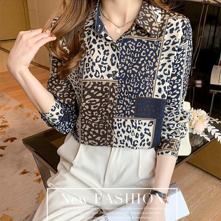 Kemeja Lengan Panjang Wanita LEONITA Printed Import