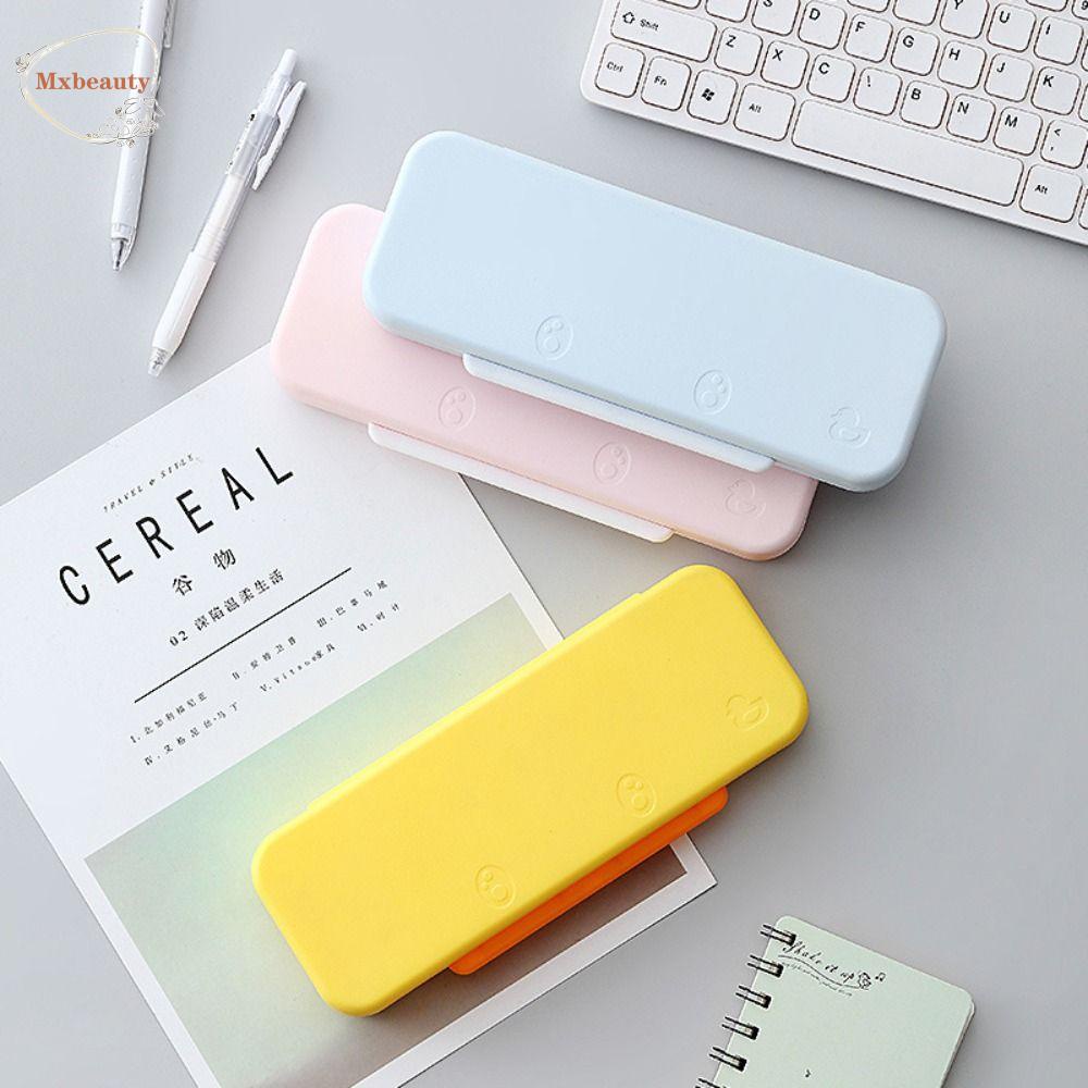 Mxbeauty Double Layer Pen Case 4warna Anak Siswa Alat Tulis Kapasitas Besar Penyimpanan Sortir Multifungsi Stationery Organizer