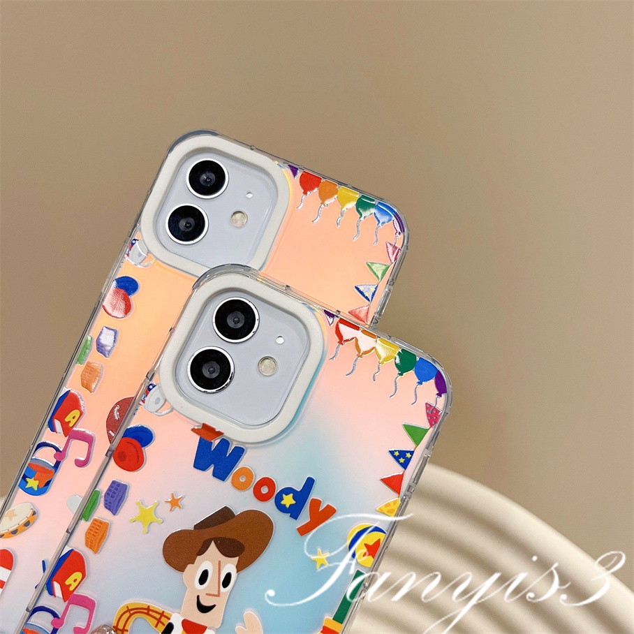 Compatible For IPhone 14 13 12 11 Pro Max X XR Xs Max 8 7 Plus SE 2020 Kompatibel Untuk Toy Story Kartun IMD Laser Gradiasi Ponsel Case TPU Lembut Shockproof Cover Pelindung