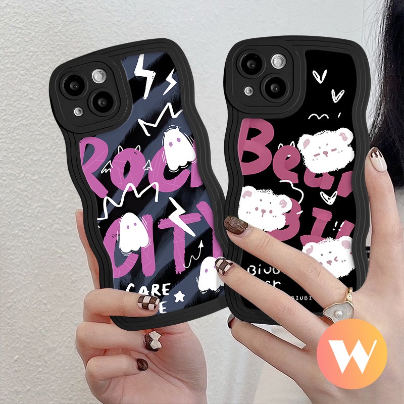 Casing Huruf Lucu Lembut Tepi Bergelombang Untuk Redmi Note11 10 Pro 9s 8 9 10s 11s Redmi 12C 10 9A 9T 10A 9C A1 9 10C A1+POCO X3 Mi 11T Pro NFC Pro M3 Kartun Beruang Hantu Little Case Monster