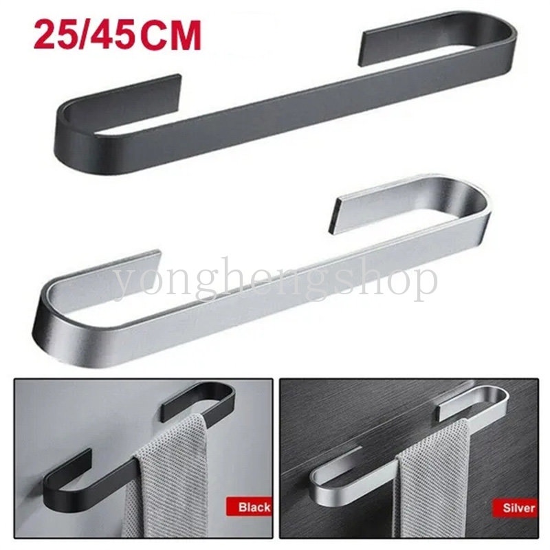 30-60 cm Ruang Aluminium Rak Handuk Bebas Pukulan Dinding Yang Dipasang Towel Bar Batang Gantungan Handuk Holder Sandal Rak Penyimpanan Kamar Mandi Organizer