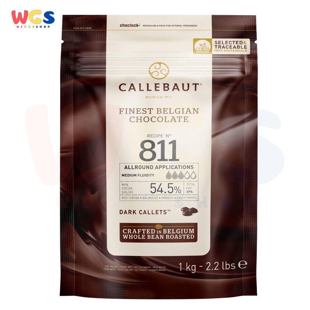 Callebaut 811 Finest Belgium Dark Chocolate Callets 54.5% Cocoa 1kg