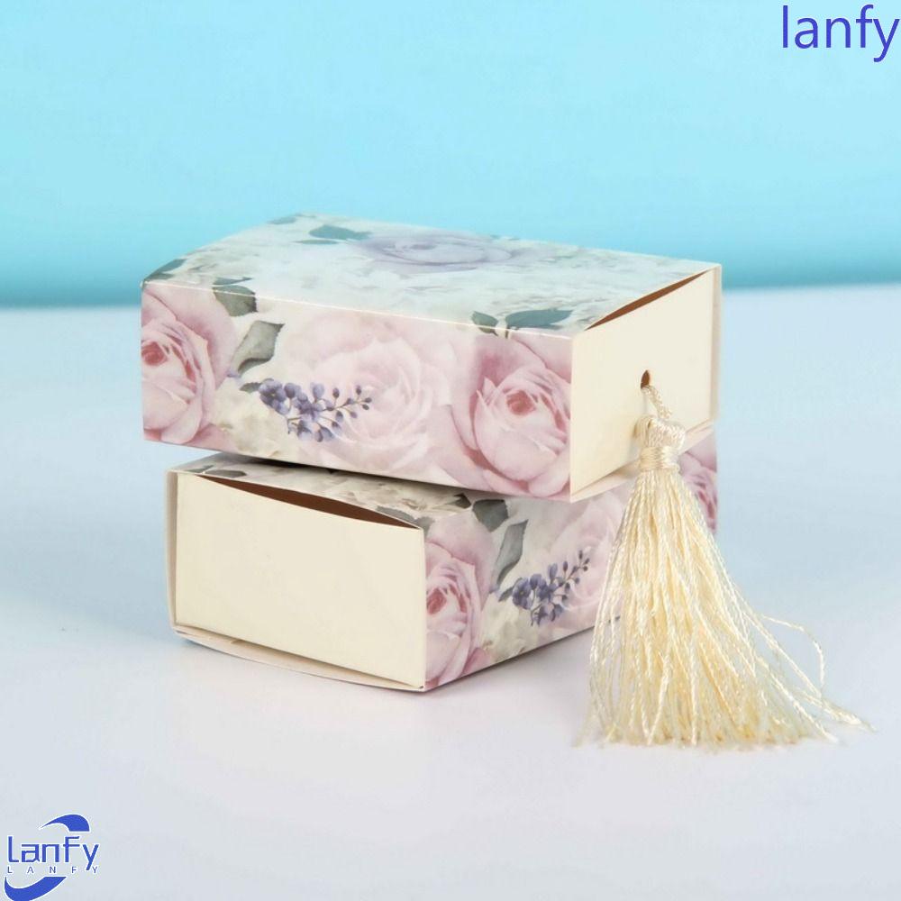 Lanfy Candy Box Wedding Halus DIY Dengan Kemasan Rumbai Kotak Hadiah Motif Mawar