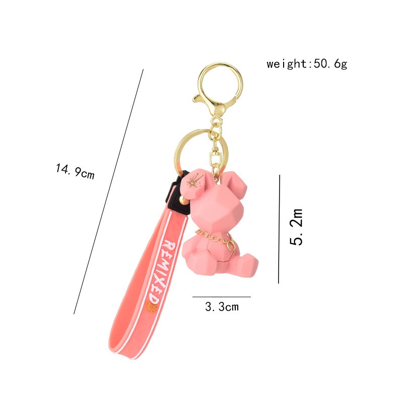 5warna Solid Multifaced Bunny Kelinci Resin Hewan Universal Gantungan Kunci Untuk Mobil Rumah Kunci Tas Ransel Ponsel Case Bluetooth Earphone Cover Charms Liontin Rantai