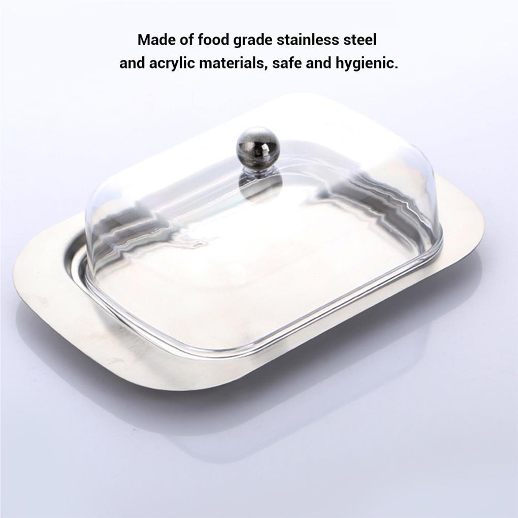 Butter Dish Tempat Penyimpanan Makanan Stainless Steel Dengan Tutup Sealing Transparan