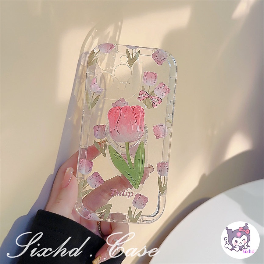 Redmi 12C 10C 10A 10 Note 12 11 11s 10 9 8 7Pro 9T 9C 9A 9 A1 Xiaomi 12 11 Lite 11T 10T Poco F3 M3 M4 F3 X3 X4Pro Casing Ponsel Tulip Bening Simple+Holder Soft Cover