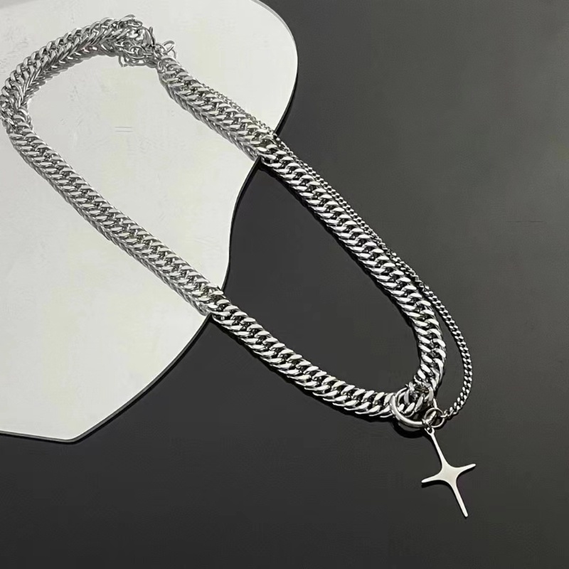 Gaya Baru High-End Kuba Stainless Steel Klavikula Kalung Pria Wanita Sederhana Fashion ins Gaya Keren Perhiasan Kalung Baja Titanium