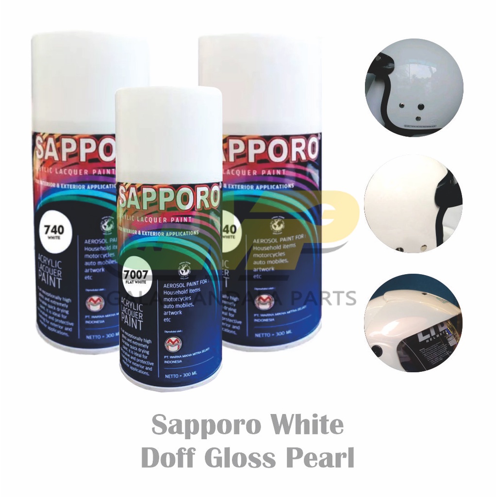 

Sapporo WHITE Doff Glossy Pearl Pilox Cat Semprot Aerosol Paint Putih