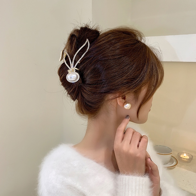 Halus high-end sense rabbit pearl Jepit Rambut Wanita Korea fashion Besar Ambil Klip