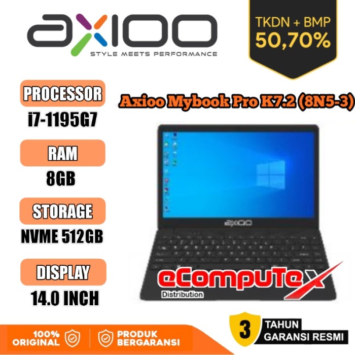 AXIOO MYBOOK PRO K7.2 (8N5-3) i7 8GB 512GB 14&quot;FHD TKDN GARANSI RESMI