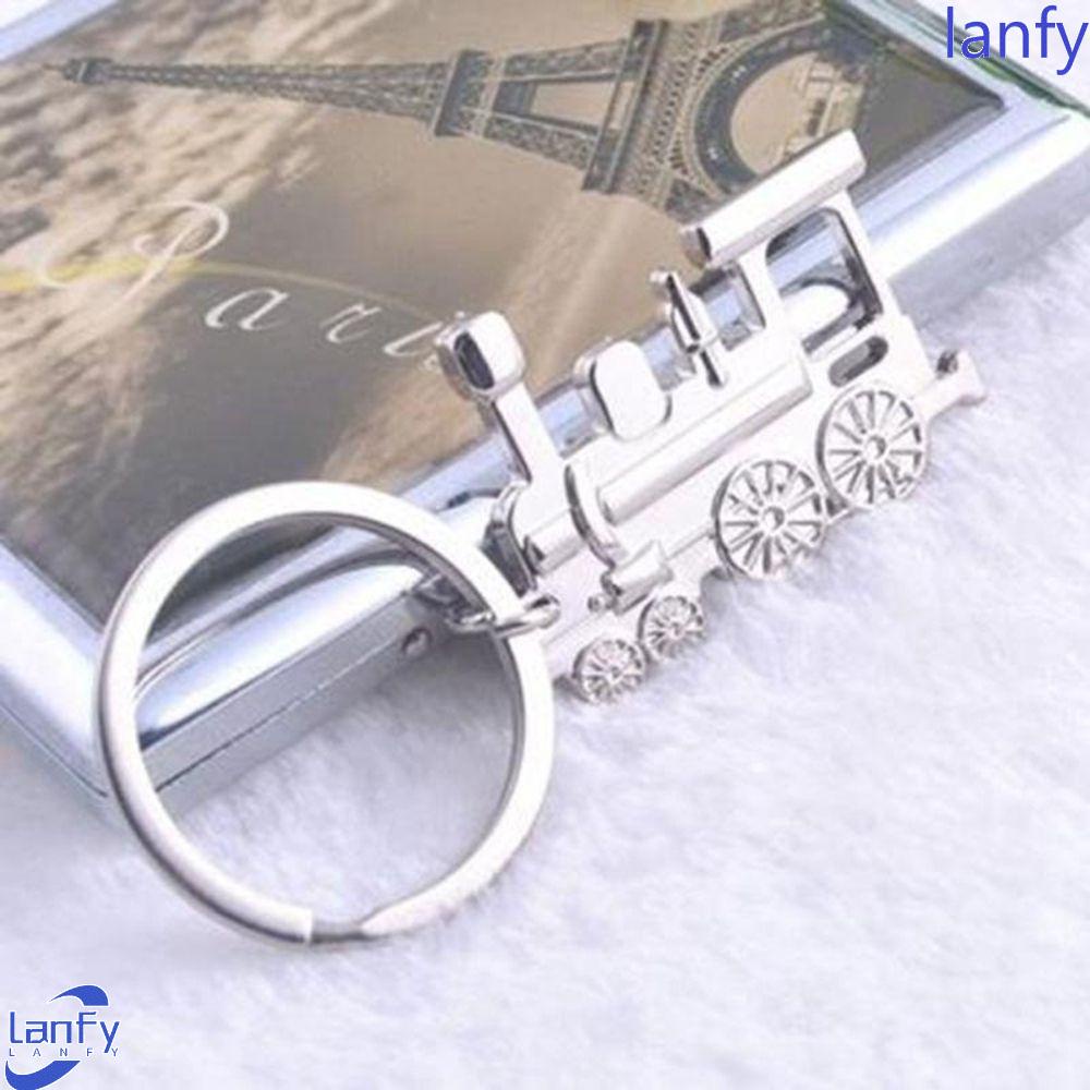 Lanfy Gantungan Kunci Desain Lokomotif Silver Keyring Fob Otomotif Punk