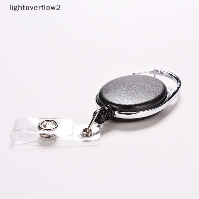 [lightoverflow2] Recoil Dapat Ditarik ID Badge Lanyard Name Tag Kunci Card Holder Belt Klip Hitam [ID]