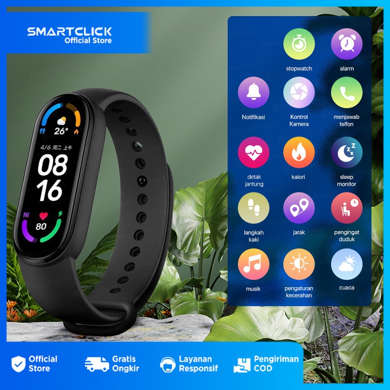 Smart Watch Jam Tangan Anti Air M6 Heart Rate Monitor Blood Pressure Music Control Custom Watchfaces