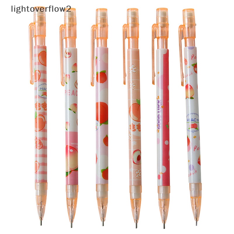 [lightoverflow2] 2pcs 0.5mm Madu Lucu Peach Press Otomatis Pensil Mekanik Sekolah Perlengkapan Kantor Hadiah Alat Tulis Siswa [ID]