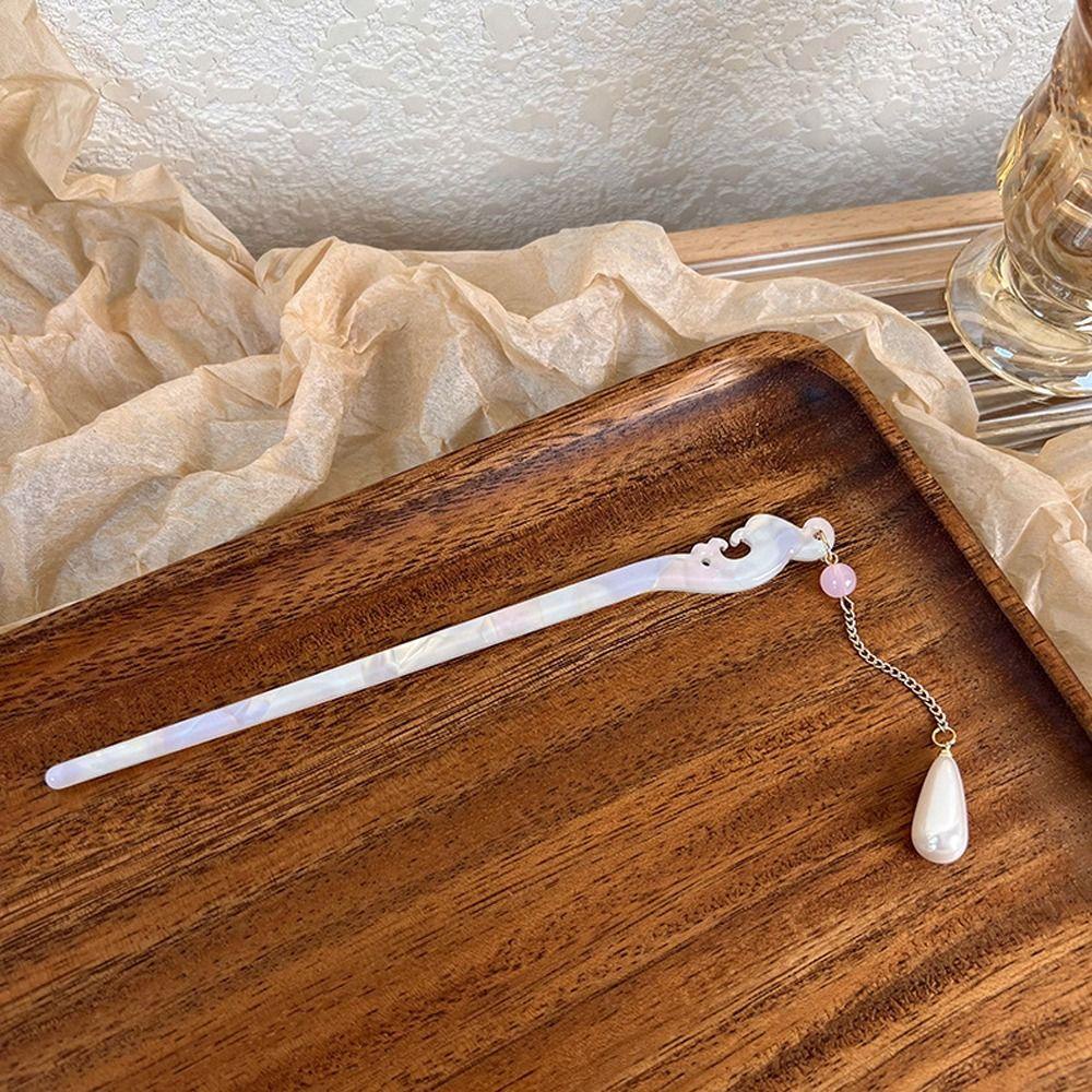 Fishstick Wanita Rambut Stik Elegan Vintage Simple Mutiara Korea Hair Clip Untuk Perempuan Gaya Kuno Dikepang Jepit Rambut Chinese Hair Fork