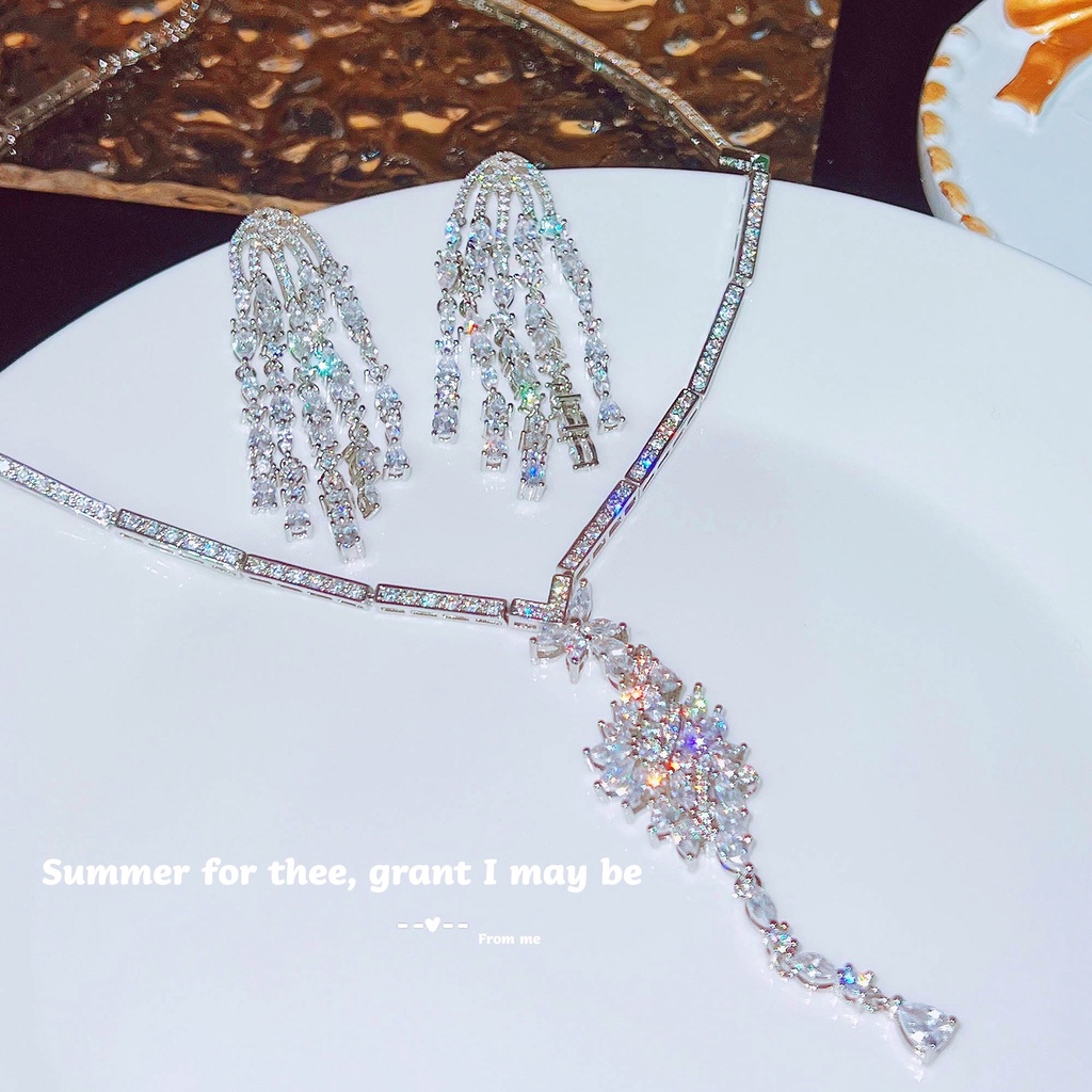 Goldkingdom Aksesoris Perhiasan Fashion Ready Stock Anting Rumbai Kalung Berlian Pintar Industri Berat Full Berlian Gesper Gelang.