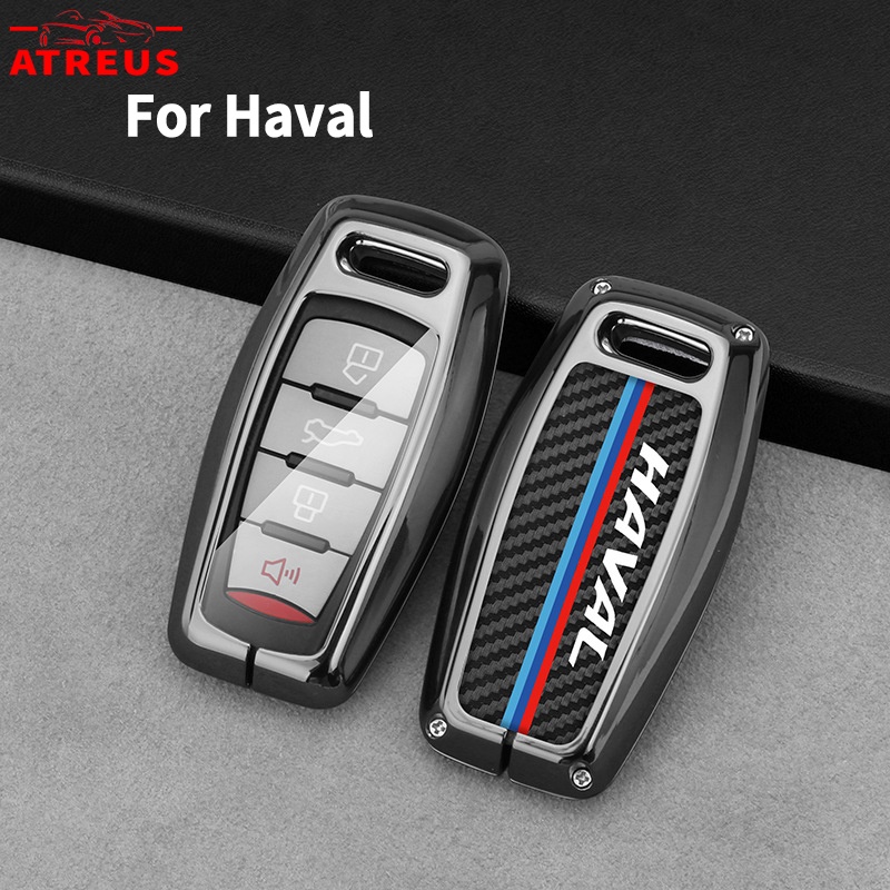 Haval Zinc Alloy Bungkus Penuh Case Kunci Mobil Cover Serat Karbon Kulit Smart Key Protector Untuk H6 Jolion H2 H2s H1 2022 2023 H5 M4 H9