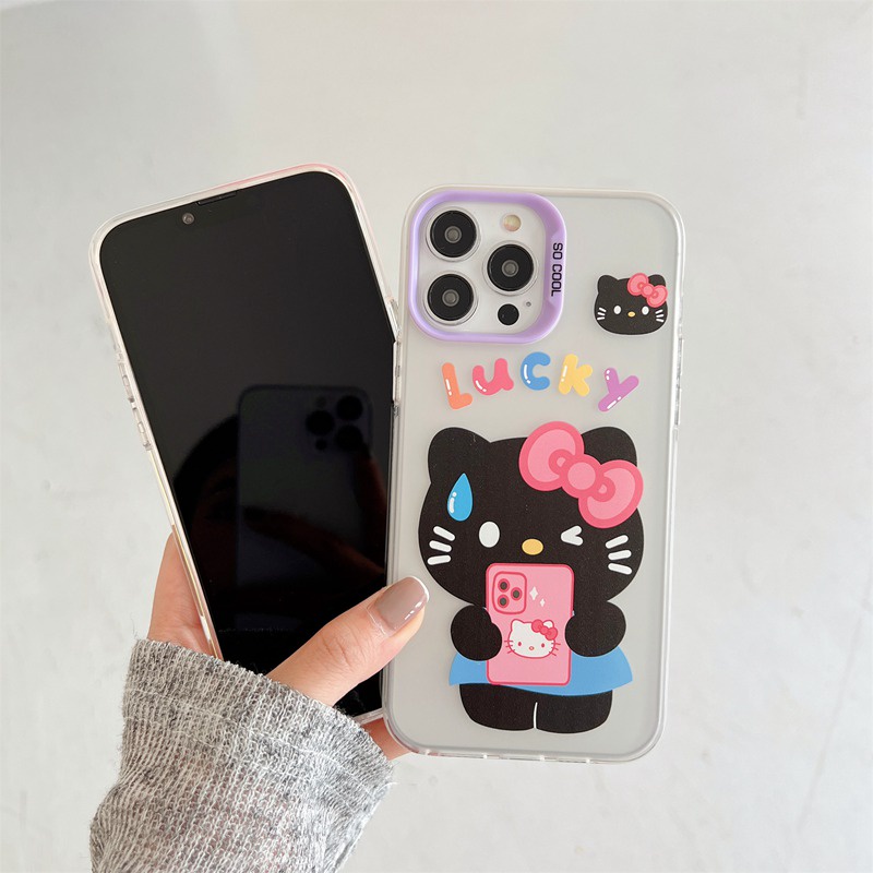 Lucky Play Phone Hello Kitty Skin Feel Soft Case HP iP iPhone 12 13 14 Pro Max 11 Girl Woman FTD Casing Apple