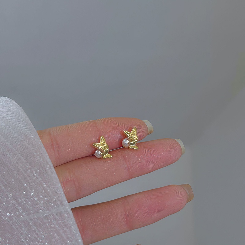 Anting Tusuk Fashion Alloy Mutiara Hati Bunga Untuk Wanita