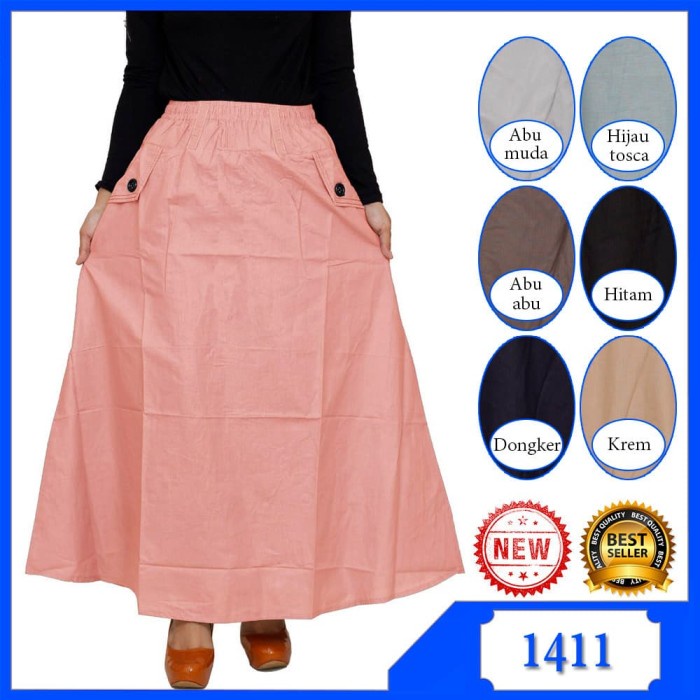 Rok Muslim Rok katun Remaja Dan Dewasa Motif Polos