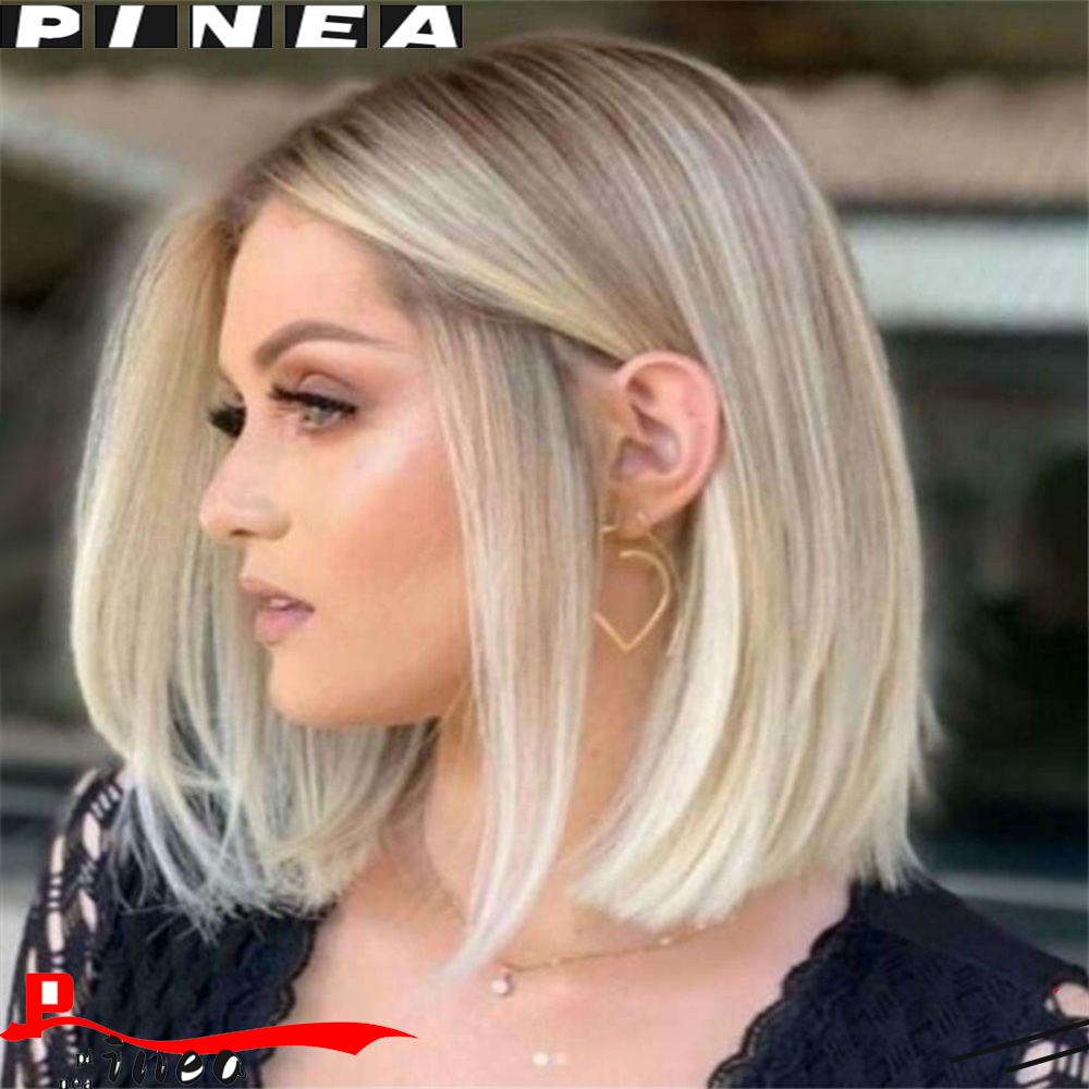 Wig PINEAPPLE Blonde Hot Rambut Sintetis Full Wig Pendek Warna Natural