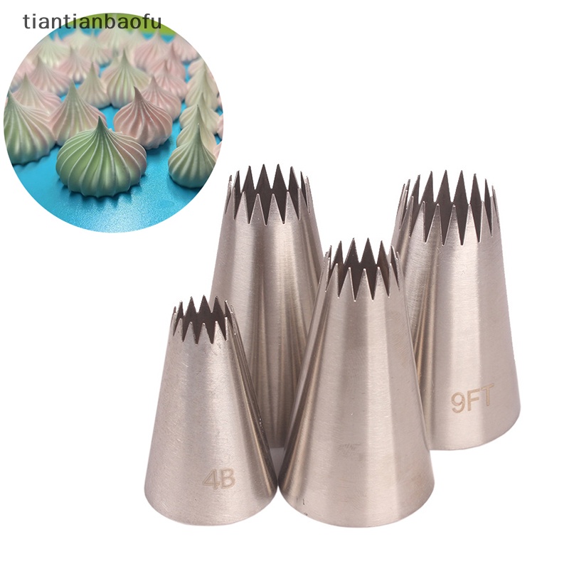 [tiantianbaofu] 4 Pcs Besar Icing Piping Nozzle Kue Baking Cookie Cupcake Piping Nozzle Dekorasi Butik