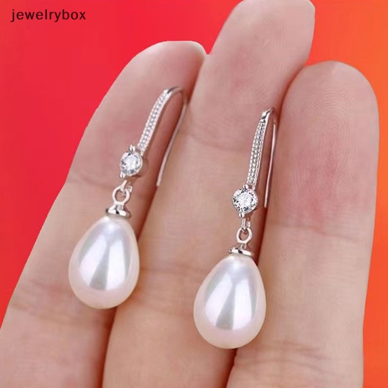 [jewelrybox] Perhiasan Wanita Tetesan Air Anting Mutiara Wanita Merah Putih Bulat Mutiara Oval Anting Pernikahan Pertunangan Valenes Day Gift Boutique