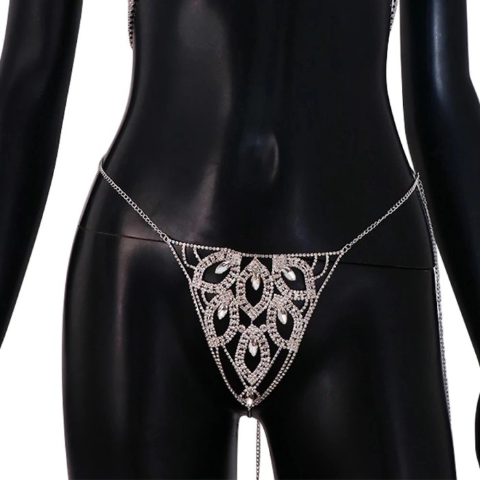 SEXY CRYSTAL THONG PANTIES BIKINI BODY JEWERLY ADJUSTABLE ACCESORIS
