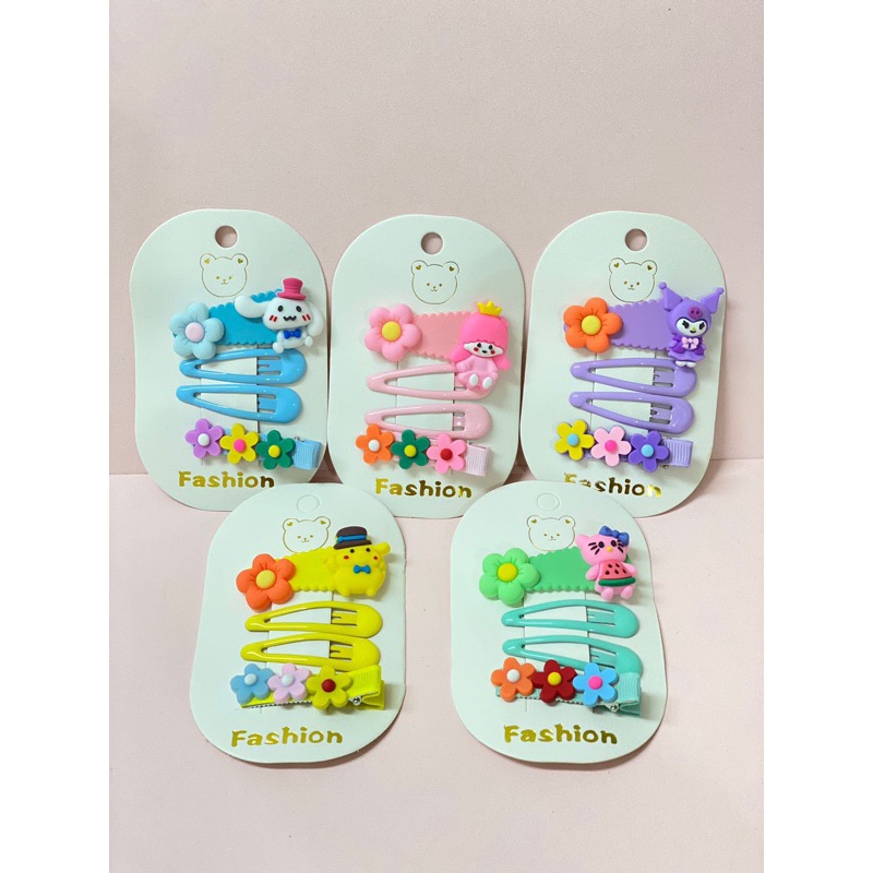 PGC 4pcs/set Jepit Rambut Anak-anak Aksesoris Rambut Sanrio Kartun Lucu Bayi Korea