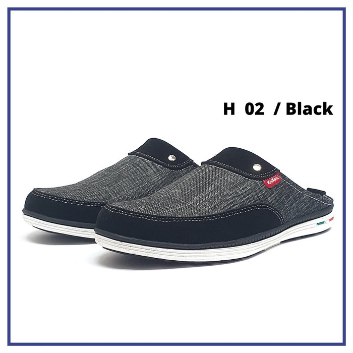 (COD) Sepatu Sandal Selop Sepatu Slop Pria Kickers - Hitam, 42