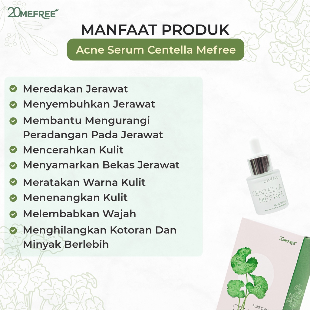 20Mefree Acne Serum – Centella Mefree Serum Wajah Perawatan Kulit Berminyak Berjerawat Membantu Mengontrol Minyak Berlebih