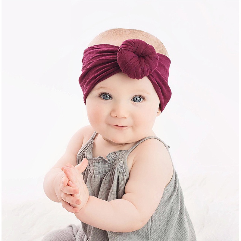 turban anak bayi headwear bando baby lebar rambut bow bow kepala syal bola lembut - SG