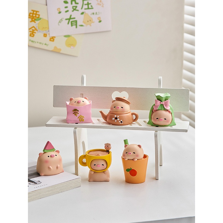 Doll Lucu Ornamen Desktop Kantor Babi Dekorasi Resin Boneka Trendi Aksesoris Dekorasi Interior Otomotif Pegangan Tangan Hadiah Siswa Perempuan Dekorasi Rumah
