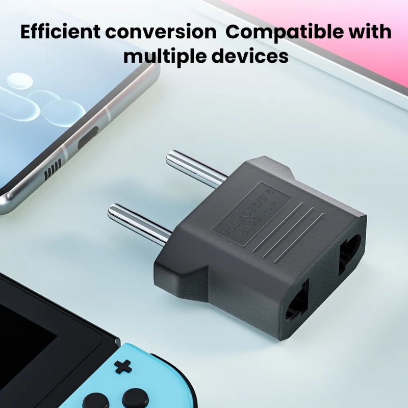 Adaptor Konversi Steker 2 pin Portable US To EU/Converter Colokan Peralatan Listrik Praktis/Konektor Charger Soket Rumah