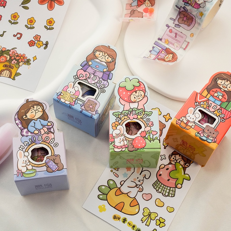 

[HARU] Hai Bobo Masking Tape Cute Little Girl Stickers Tape Journal Supplies Scrapbook DIY Bujo