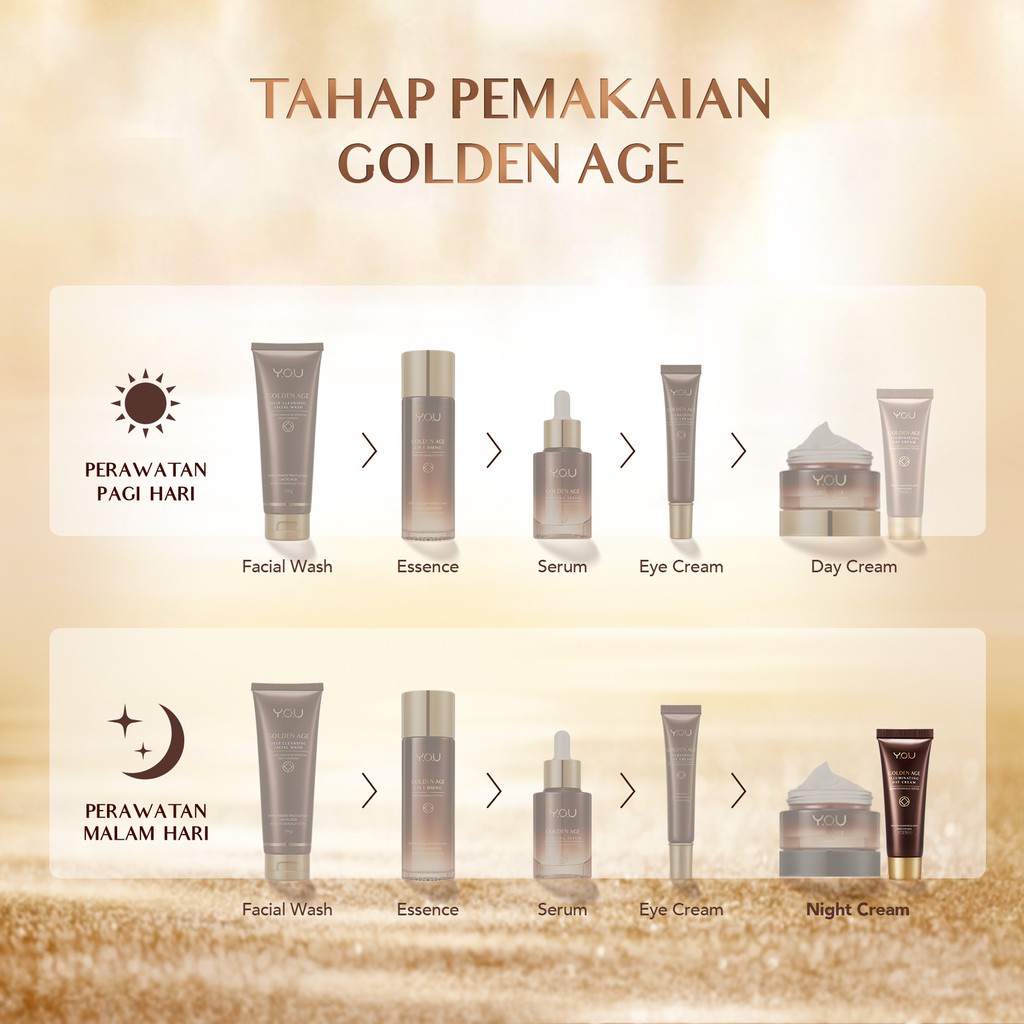 YOU Golden Age Revitalizing Night Cream 18g [Overnight Skin Reviving Complex] | Skin Care Krim Wajah Anti Aging with Shea Butter VITAMINKU