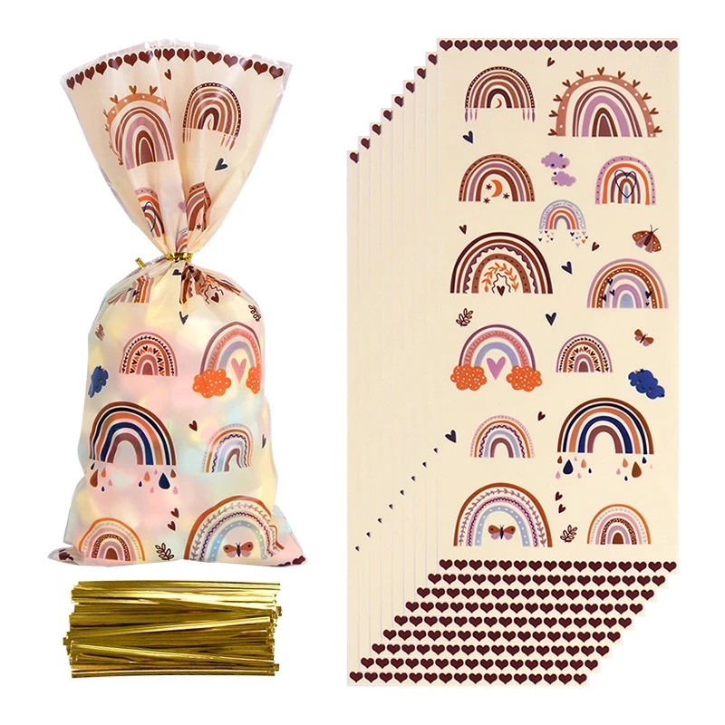 50pcs Kantong Plastik Motif Pelangi Kartun/Tas Paket Permen Cookies Kado