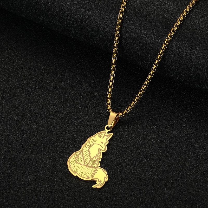 Zh Perhiasan Vintage Stainless Steel Fox Liontin Pria Dan Wanita Fashion Kalung Hip Hop Aksesoris Pesta