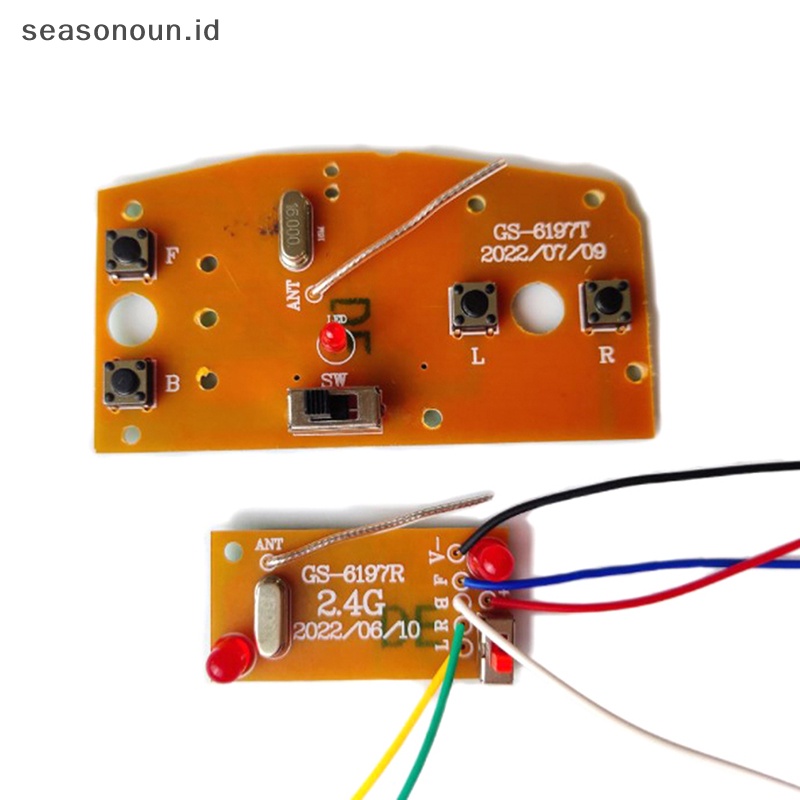 Seasonoun 1Set 2.4G 4CH RC Mobil Remote Control Sirkuit PCB Transmitter Dan Receiver Board Part Dengan Antena Radio System RC Aksesoris Mobil.